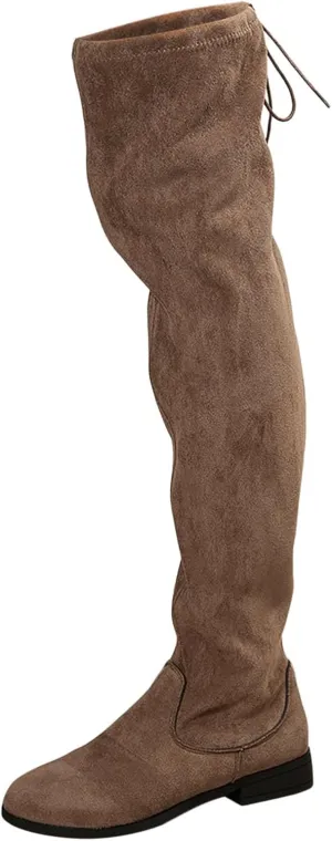 Womens Knee High Boots Knit Comfort Chunky Heeled High Boots Minimalist Style Knit Shoes Dress Tall Boots