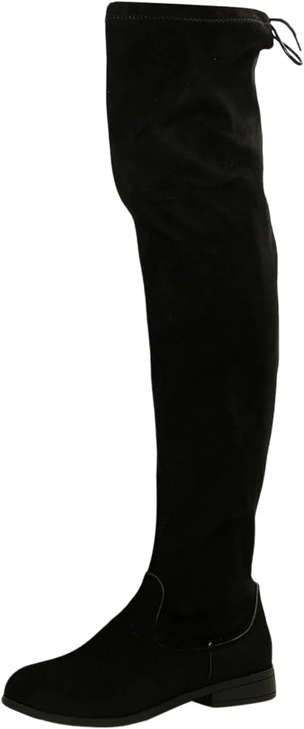 Womens Knee High Boots Knit Comfort Chunky Heeled High Boots Minimalist Style Knit Shoes Dress Tall Boots