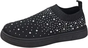 Women's Mesh Walking Shoes Rhinestone Glitter Non Slip Sock Sneakers Slip-On Casual Mesh-Comfortable Tennis Workout Sneakers