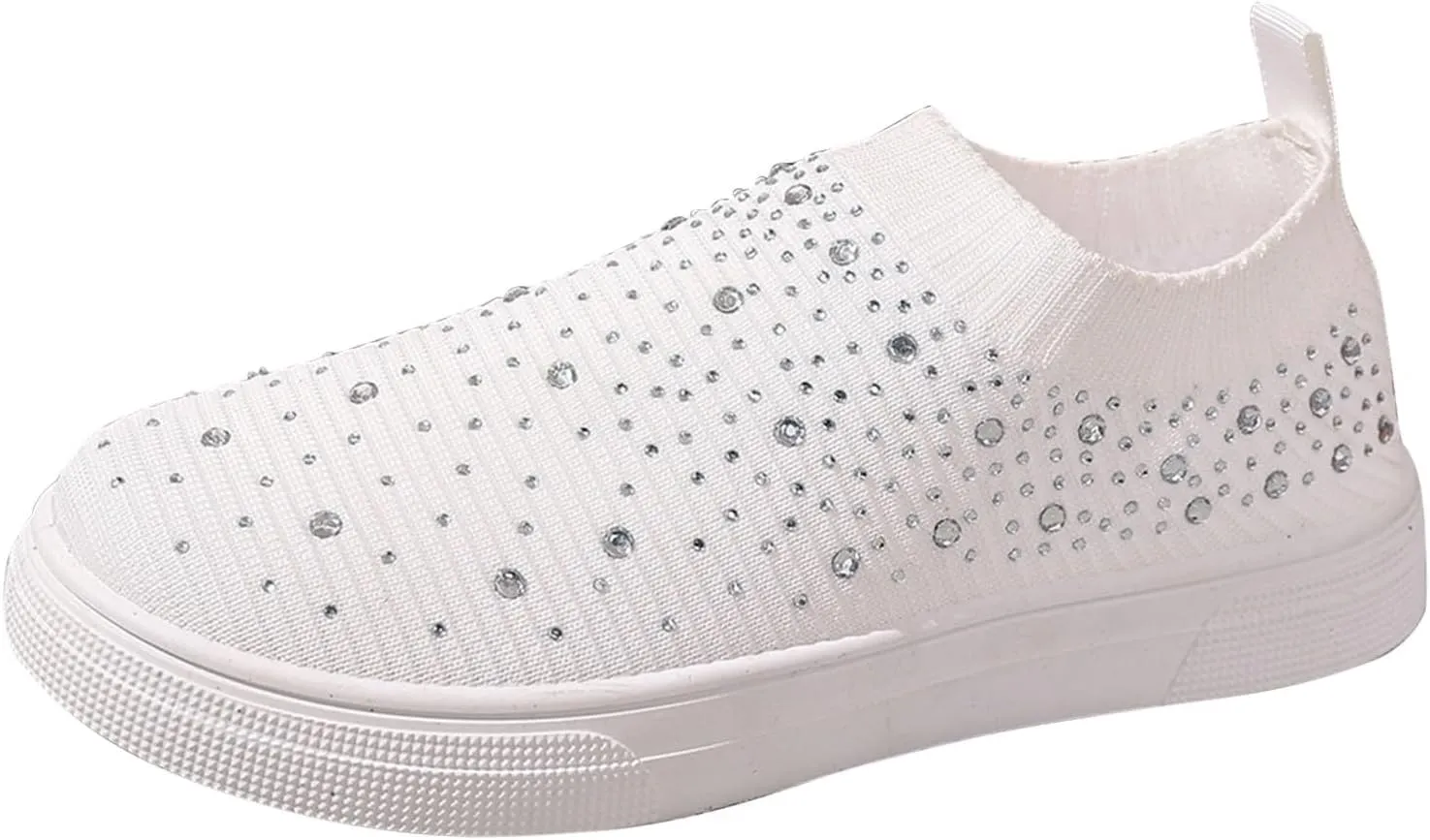 Women's Mesh Walking Shoes Slip-On Casual Mesh-Comfortable Tennis Workout Sneakers Rhinestone Glitter Non Slip Sock Sneakers