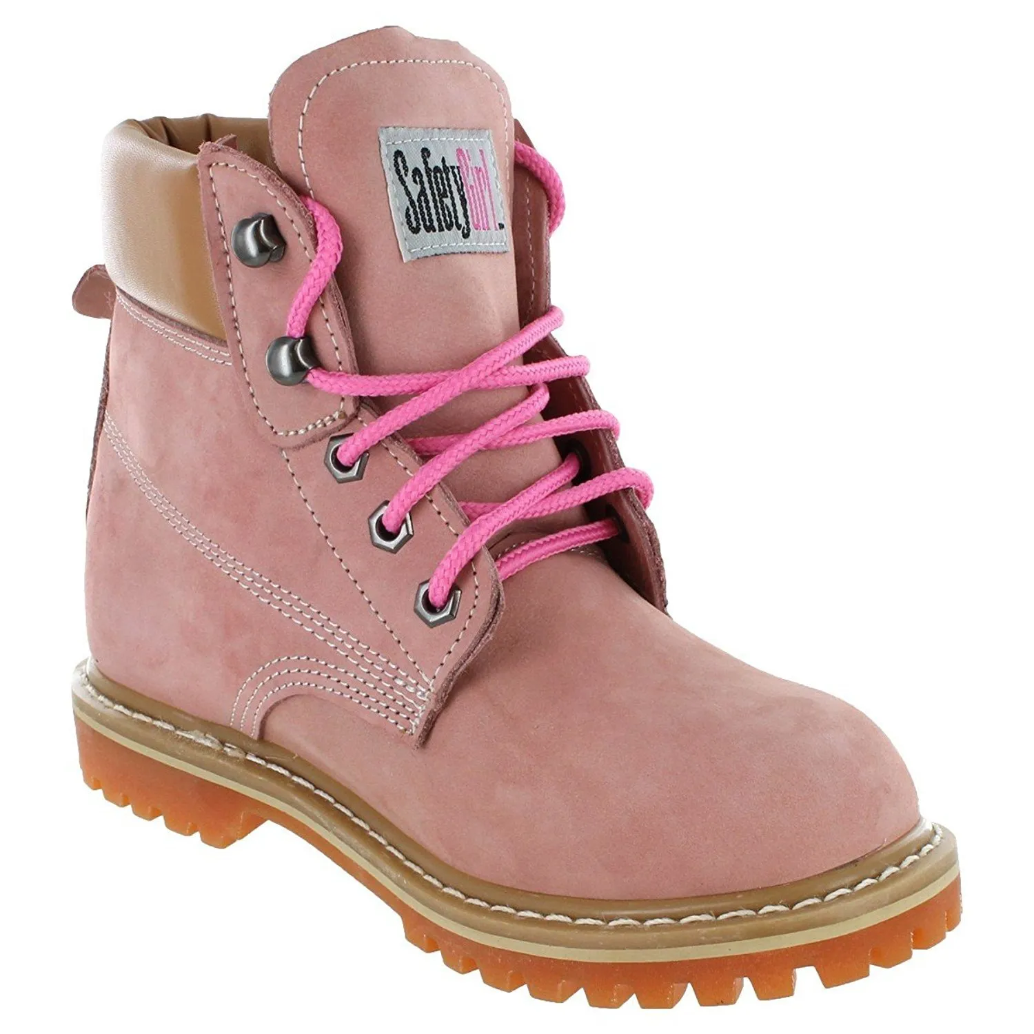 Womens Work Boots | Waterproof Leather Work Boots for Women | Oil & Slip-Resistant Soft Toe Boots for Women | Premium Nubuck Leather | Lightweight and Comfortable | Pink Leather - 9.5W