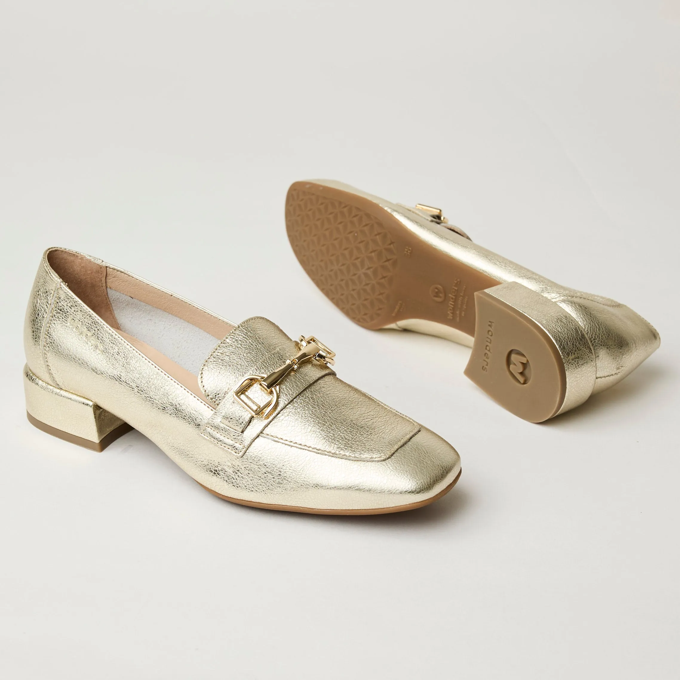 Wonders Gold Metallic Loafers