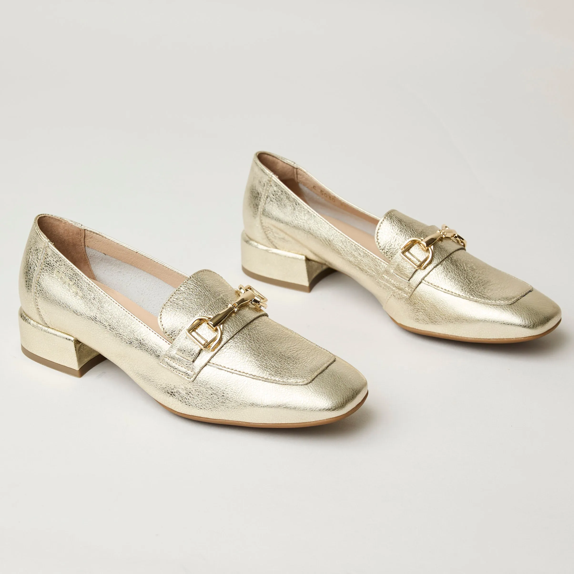 Wonders Gold Metallic Loafers