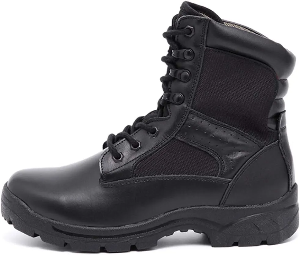 Wygwlg Mens Arma Black Lace up Leather Military Waterproof Safety Boots Desert Jungle Combat Boots Tactical Hiking Boots