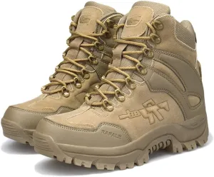 Wygwlg Men's Army Safety Shoes Military Desert Combat Boot Waterproof Low Rise Hiking Boots Action Protection Boots