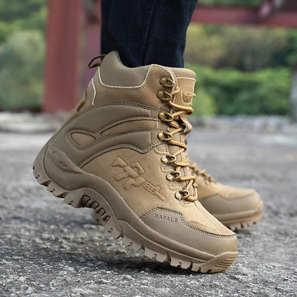 Wygwlg Men's Army Safety Shoes Military Desert Combat Boot Waterproof Low Rise Hiking Boots Action Protection Boots