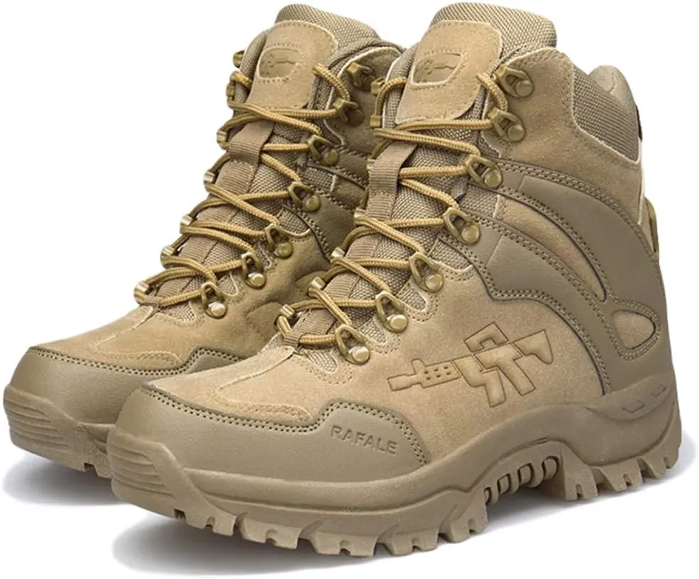 Wygwlg Men's Army Safety Shoes Military Desert Combat Boot Waterproof Low Rise Hiking Boots Action Protection Boots
