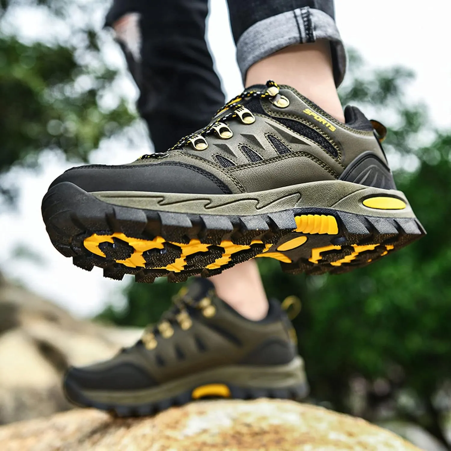 YUKTOPA Men's Backpacking Boots Outdoor Hiking Shoes Mountaineering Shoes Athletic Walking Sneakers