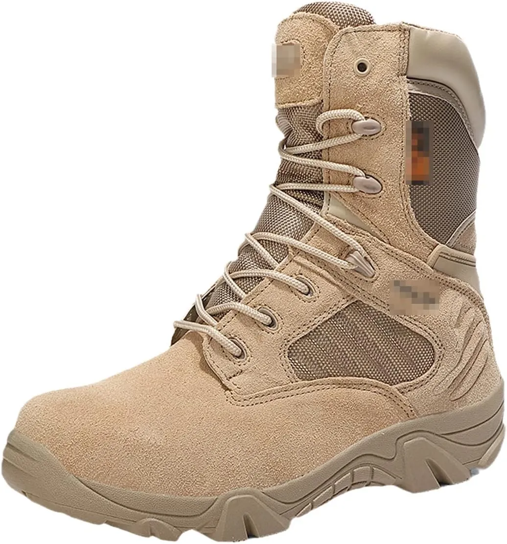 ZINERLIK Men's Tactical Boots Leather Waterproof Military Boots Outdoor Breathable Non-Slip Mountaineering Sneakers