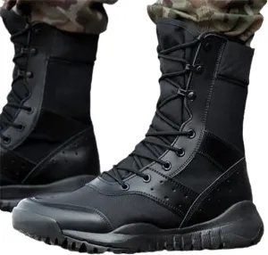 ZINERLIK Summer Combat Boots Men's Mountaineering Training Lightweight Waterproof Tactical Boots Outdoor Hiking Shoes