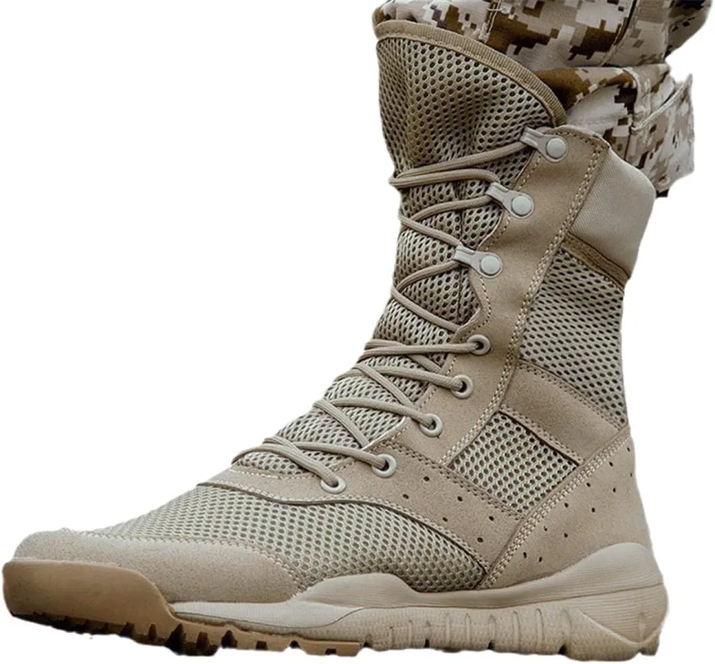ZINERLIK Summer Combat Boots Men's Mountaineering Training Lightweight Waterproof Tactical Boots Outdoor Hiking Shoes