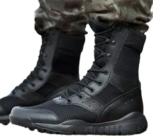 ZINERLIK Summer Combat Boots Men's Mountaineering Training Lightweight Waterproof Tactical Boots Outdoor Hiking Shoes